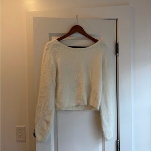 Anthropologie Cream Sparkly Women's Cropped Sweater